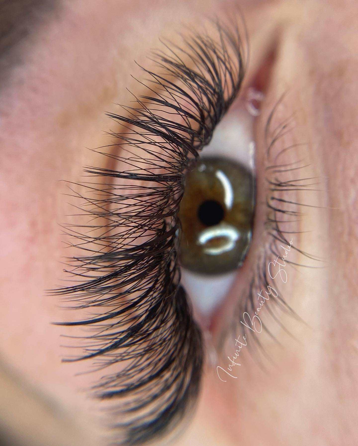 Close-up of full, polished lashes